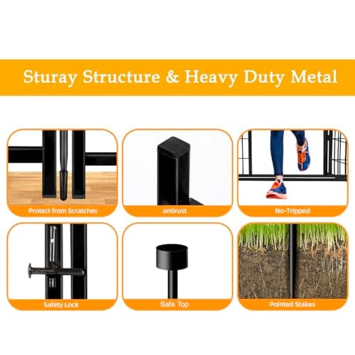 Getlay 48 in(H) Decorative Garden Fence with Gate,8 Panels Total 17.7 Ft(L) Heavy Duty Iron Animal Barrier Fence for Yard,Suitable for Indoor Pet Or Outdoor Dog Fencing, Garden Border Fence - Thumbnail 2