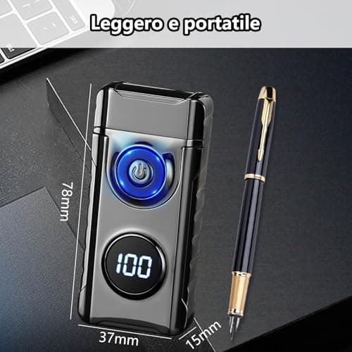 TIKIUKI Electric Lighter Dual Arc Lighter Plasma Metal Flameless Lighters Windproof Cool Lighters with LED Display for Aroma Candle,Camping (Black) - Thumbnail 6