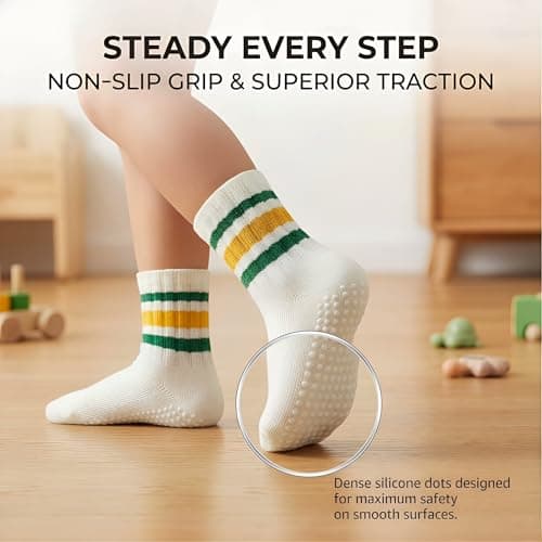 BISOUSOX Baby Boy Socks 0-6-12 Months, Toddler Socks 3T-4T-5T Grippy Non Slip Sock with Grips for Babies Newborn Infant - Thumbnail 3