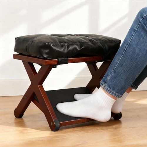 Ergonomic Wooden Double Step Foot Rest for Under Desk - Wood Footstool with Non-Slip Surface for Home Office & Gaming - Comfortable Posture Support, Walnut Finish - Thumbnail 6