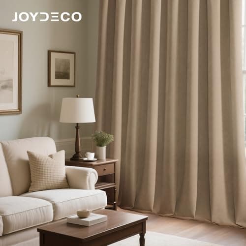 Joydeco Toffee Brown Velvet Curtains 96 Inches 2 Panels, Luxury Thermal Insulated Soft Brown Curtains for Bedroom & Living Room, Room Darkening Velvet Drapes, Rod Pocket (52W x 96L) - Thumbnail 4