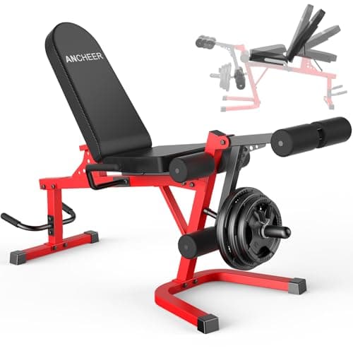 ANCHEER Leg Extension and Curl Machine, 880LBS Adjustable Leg Curl Machine, Seated Leg Extension and Lying Curl Machine for Home Gym, Leg Workout Equipment Compatible with 1" and 2" Plates