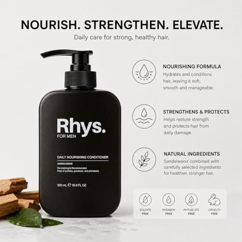 Rhys Men’s Moisturizing Sandalwood Conditioner – Hydrating Conditioner for Dry & Damaged Hair – Sulfate Free, Paraben Free – 16.9 fl oz - Thumbnail 2