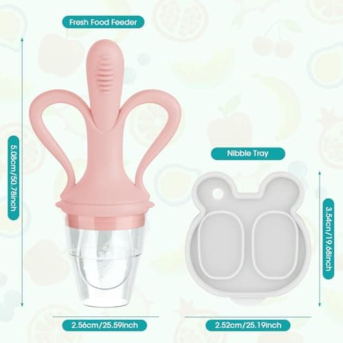 JEXFUN Baby Fruit Feeder & Breastmilk Popsicle Mold Set, Silicone Food Feeder Pacifier for Cooling Relief with 3 Replaceable Pouches, BPA-Free Teething Toy for Safe Infant Self Feeding (Pinkish) - Thumbnail 6