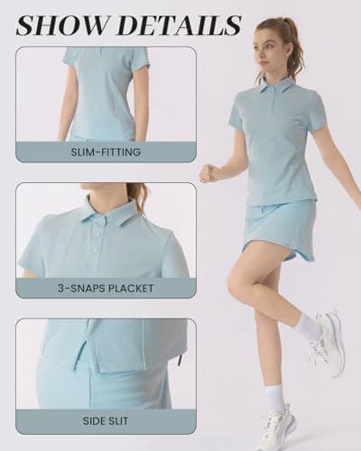 Leapstride Women's Slim-Fit Polo Shirt - UV Protection, Moisture-Wicking, Stretchy Fabric for Golf & Daily Wear - Thumbnail 2