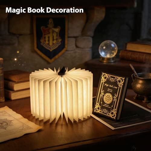 Ba suns Magic Book Lamp, 3-Color Adjustable Reading Light, Portable Foldable Paper Desk Lamp for Night Reading, 1200mAh Battery,Creative Home Decoration & Ideal Gift for Book Lovers - Thumbnail 2