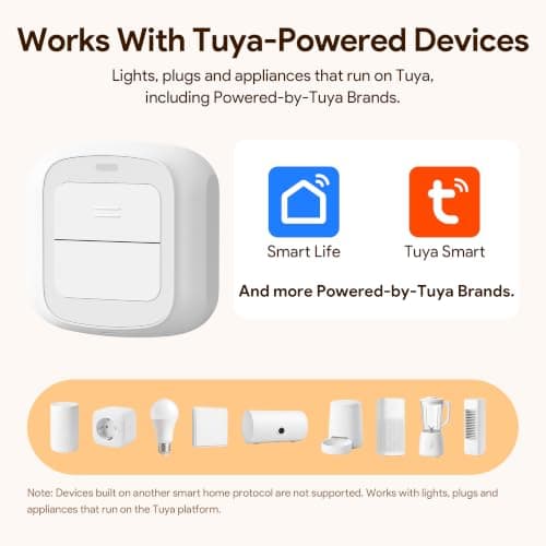 ORYZIC 2-Key Wi-Fi Smart Scene Switch, Tuya Compatible Wireless Wall Remote Light Switch, Battery Powered with Short & Long Press, No Hub Required for Lights, Curtains & Smart Home Routines - Thumbnail 5