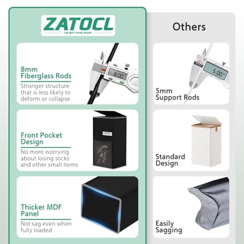 110L Laundry Hamper with Lid with Washing Bag & Front Mesh Bag, Large & Tall Laundry Basket, Collapsible Dirty Clothes Hampers for Bedroom Aesthetic, Bathroom, Dorm, Laundry Room - Easy Carry, Black - Thumbnail 4