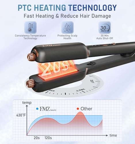 FMZ Flat Iron Hair Straightener Crimper Curler, 4 in 1 Professional Ionic Hair Styling Irons for Straightening, Crimping, Curling, Fast Heating, Dual Voltage, Mini and Portable for Women Travel Home - Thumbnail 6