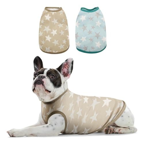 Sychien Dog Shirts Quick Dry Summer Cooling Star Printing Dogs T-Shirt,Deep Green+Light Blue L