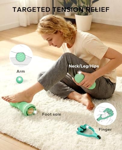 HAPBEAR Massage Ball Set - 4-in-1 Deep Tissue Kit for Plantar Fasciitis Relief, Portable Myofascial Release Tools for Foot/Back/Hand Pain, Hot & Cold Therapy with Storage Bag (4 Piece) - Thumbnail 3
