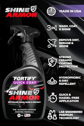 Car Wax Spray and Ceramic Coating for Cars - 3 in 1 Waterless Car Wash and Detailing - Quick Effect Coating Agent for Car - High Gloss Car Coating Spray, Shiny Car Stuff by Shine Armor - 24FlOz - Thumbnail 6