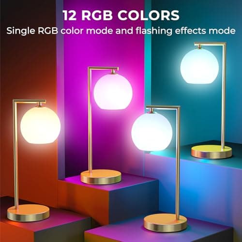 MOITA Cordless Table Lamp for Bedroom, Large LED Lamp for Living Room with Frosted Glass Shade, Bedside Lamps with Remote for Nightstand, 12 RGB Colors and 3 CCT Options - Thumbnail 2