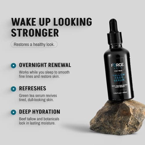 FORGE SKIN® Night Beef Tallow Serum for Men [TALLOW-BASED] - Facial Essence for Face Wrinkles with Essential Oils - Natural Green Tea Skincare for Radiance and Skin Hydration (1.7 OZ) - Thumbnail 2