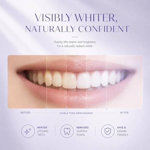 Purple Teeth Whitening Strips for Sensitive Teeth, Peroxide-Free Whitening Strips with Pap & Nano Hydroxyapatite, Helps Lift Coffee & Wine Stains, Enamel-Friendly 30-Minute Whitening, 28 Strips - Thumbnail 4