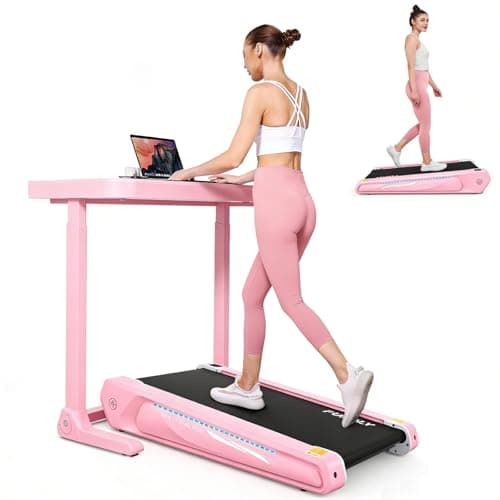 FUNMILY Smallest Walking Pad with 5% Incline, 2 in 1 Under Desk Treadmill for Home Office, 2.5 HP Mini Compact Walking Treadmill, Installation-Free/300lbs Weight Capacity/Unique Lighting Design