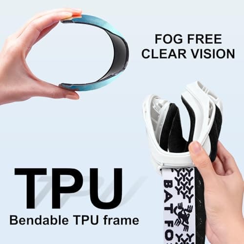 BATFOX Motorcycle ATV Goggles Dirt Bike Motocross Safety ATV Tactical Riding Motorbike Glasses Goggles for Men Women Youth Fit Over Glasses UV400 Protection Shatterproof (blue/white black) - Thumbnail 6