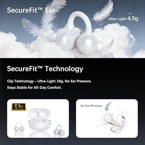 M30 Open Ear Earbuds, Bluetooth 6.0 Wireless Ultra Audio, ENC AI Air Conduction Headphones, 60H Playtime, Stereo Sound, Touch Control, Premium Clip-On Open-Ear Earphones for Office & Daily Use - Thumbnail 3