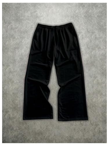 VIPWOLF Men's Graphic Stacked Sweatpants Streetwear Gothic Drawstring Flared Sweat Pants Black Star X-Large - Thumbnail 2