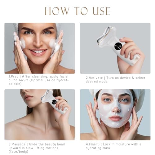 Electric Gua Sha Facial Tool 7 in 1 Hot & Cold Face and Neck LED Beauty Massager, Vibration Pulse Mode for Skin Care, Lymphatic Drainage Anti-Aging & Wrinkles Face Lift Device Gift for Mom - Thumbnail 6