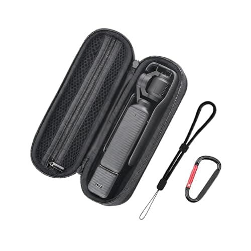 Flymile Carrying Case for DJI OSMO Pocket 3, Portable Nylon Storage Small Protector Hard Bag for Xtra Muse, Pocket 3 Protective With Carabiner & Wrist Strap Accessories(Black) - Image 1