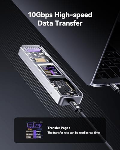 DOCKCASE Explorer Edition M.2 NVMe SSD Enclosure,Support 10s PLP Prevents Write Data Loss,USB 3.2 Gen 2 Type-C (10 Gbps), fits NVMe PCIe,Size 2230/2242/2260/2280,Support M-Key B+M Key UASP (Silver) - Thumbnail 6