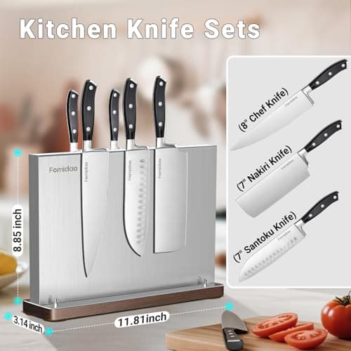 4PSC Knife Block Set With Magnetic Knife Block Holder, Ultra-Sharp Japanese Kitchen Knife Set, High-carbon Steel Chef Knife Sets With Full Tang Handle Design - Thumbnail 6