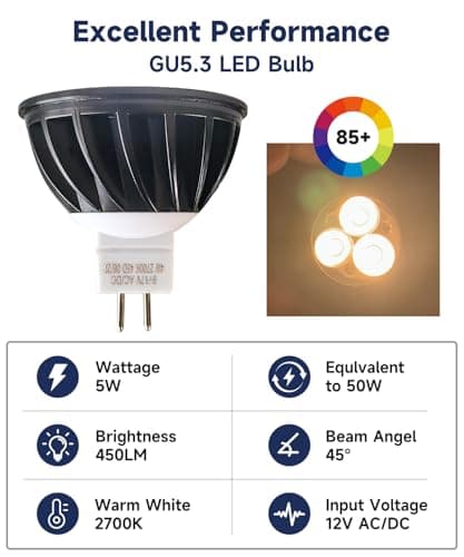 MALORY Upgraded Landscape Light MR16 Bulbs 4Pack, 5W GU5.3 LED 9-17V AC/DC Spotlight Bulb Non-Dimmable Outdoor Waterproof Bulb Replacement for 12V Low Voltage Landscape Lighting (MR16) - Thumbnail 3