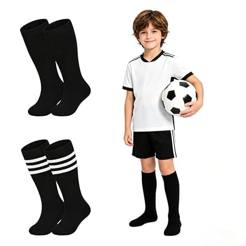 Urban Virgin Kids Soccer Socks Athletic Knee High Tube Toddler Baseball and Football Socks for Boys and Girls 2 Packs A-Black，B-Black 1-3 Years