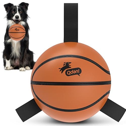 QDAN Dog Ball Basketball Toys, Balls with Straps, Dog Water Toy Pool Toys for Small Medium Dogs (6 Inch)