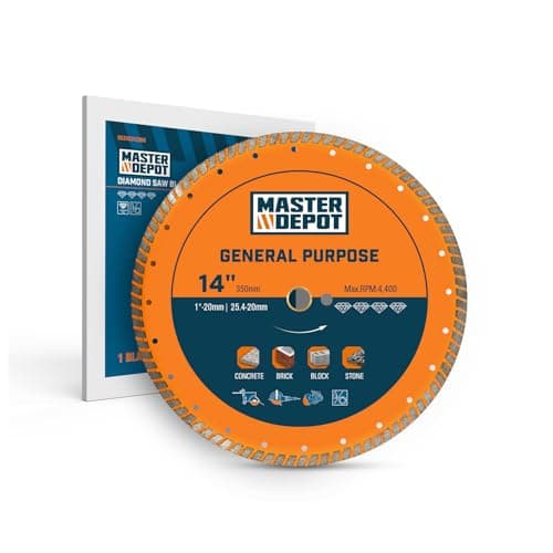 14 Inch Diamond Cutting Blade, Turbo Rim for Angle Grinder Circular Saw Cutter Wheel Dry Wet for Masonry/Concrete/Brick/Stone, 1"-20mm Arbor - Image 1