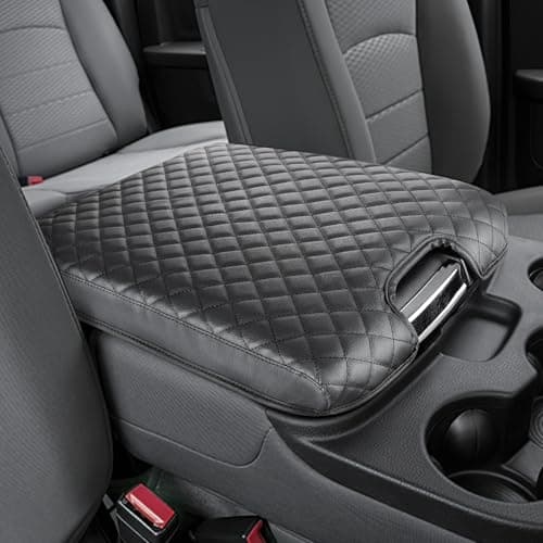 JOYTUTUS Center Console Cover Compatible with 2013-2018 Ram 1500 & 2013-2026 Ram 2500/3500/1500 Classic Model Jump Seat Console, Leather Arm Rest Armrest Cover for Car, Middle Console Cover Lid