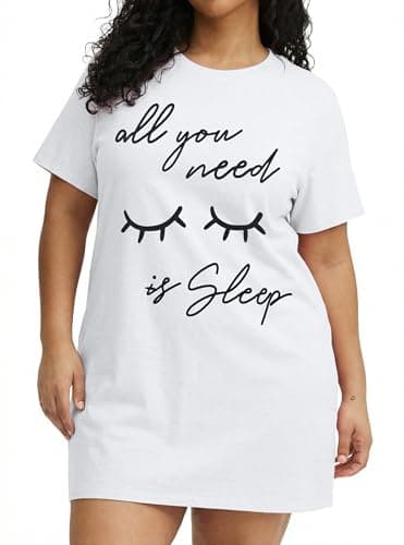 BLANCHES Plus Size Nightgowns for Women Sleeping Night Shirts Short Sleeve Sleep Shirt Printed Sleepwear Loungewear Soft Print Nightshirts - Image 1