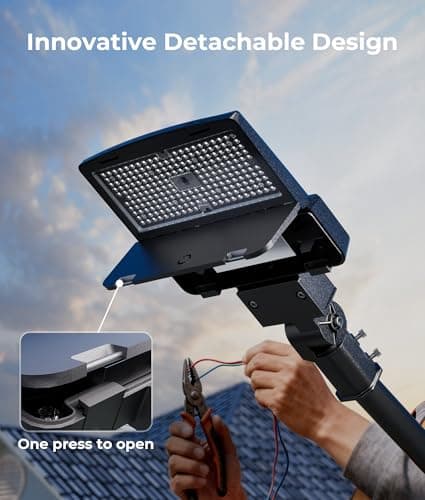 DeerTalk LED Parking Lot Light - LED Street Light 150W 0-10V Dimmable Dusk to Dawn Photocell Pole IP65 Waterproof Mounted Led Street Lights Outdoor for Parking Lot & Stadium - Thumbnail 3