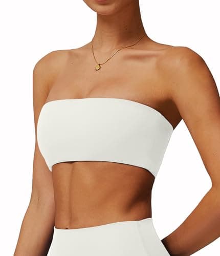 Comper Women's Strapless Bras Wireless Tube Top Comfortable Stretchy Padded Bandeau Bra Casual Bralette Everyday Bra White - Image 1