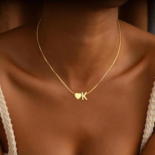 Eaciy Initial Necklaces for Women Girls, Teen Girl Gifts Trendy Stuff Heart Initial B Necklace Jewelry Birthday Gifts 5 6 7 8 9 10 Year Old Girls - Thumbnail 3