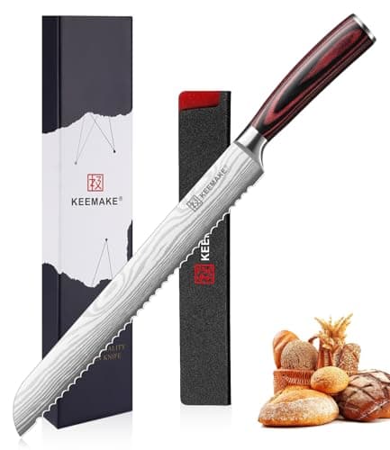KEEMAKE 10 Inch Bread Knife for Homemade Bread - Ultra Sharp for Serrated Sourdough, Crusty Artisan Loaves, Bagels & Cake, High Carbon Stainless Steel Slicing Knife with Cover & Mom Gift Box - Image 1