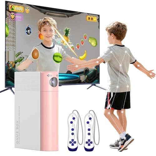 MetFut AR Motion Gaming Console for Kids & Families - Plug & Play Video Game System for Indoor Physical Play, Interactive Family Fun, Game Nights, Parties and Playdates-White&Pink - Image 1