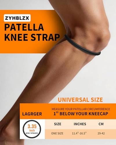 2PCS Patella Band for Knee Pain Relief, Silicone Patellar Tendon Support Strap Brace for Basketball, Running, Jumpers Knee, Tennis, Tendonitis, Soccer and Hiking, Women and Men, Includes Storage Bag (Black) - Thumbnail 4