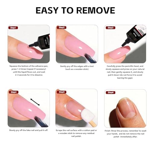 2 Sets Quick Drying 10g Semi Solid Nail Glue with 10ml Remover for Press On Nails Tips No Need for UV Lamp Long Lasting Fake Acrylic Nails Glue Gel - Thumbnail 6
