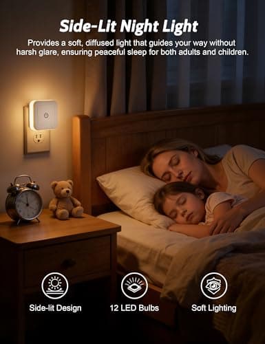 Sujeet Night Light, 4 Pack 1-50LM Stepless Dimming LED Night Light with 3CCT (3000K/4500K/6500K), Night Lights Plug into Wall Night Lights for Adults, Bedroom, Bathroom, Hallway, Kitchen, Kids Room - Thumbnail 4