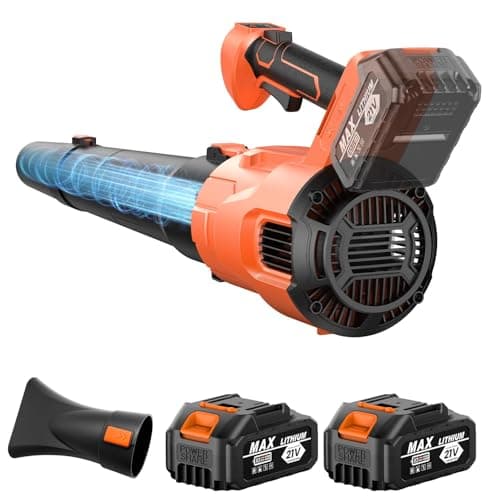 OneBird Cordless-Leaf-Blower-Portable dust Cleaner Handheld-Turbo-Jet blower-650CFM/650000PRM Electric Leaf Blower with 2 X 4.0Ah Batteries and Charger, 3 Speed Modes, Brushless Motor for Laptop