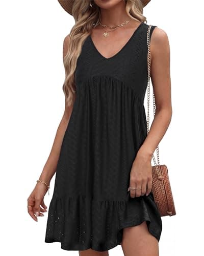 Summer Dresses for Women 2026 - Casual Sleeveless Sundress A-Line Beach Cruise Vacation Dress for Cruise, Party, Hot Weather Black - Image 1