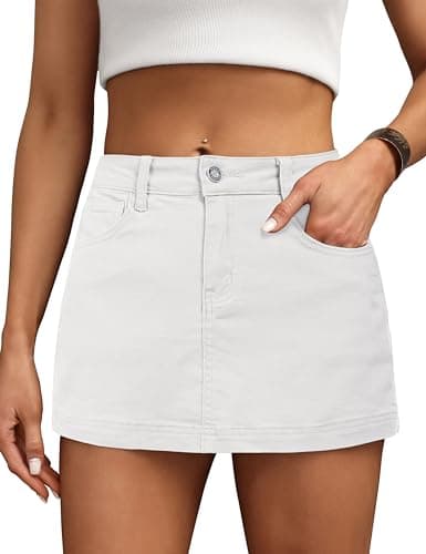 BISUAL Denim Skort for Women High Waist Mini Denim Skirt Casual Stretch Jean Skirts for Women Denim with Pockets - Image 1