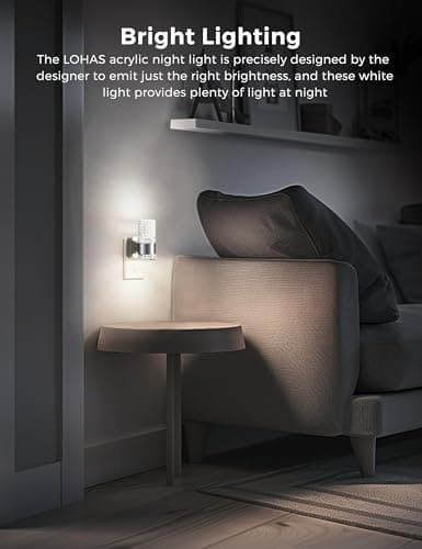 L LOHAS LED Night Light, Plug in Night Light with Auto Light Sensor[2-Pack], Brightness Adjustable with Daylight White 5000K, Wall Sconce-Style Design Nightlight for Bathroom, Hallway, Enterway - Thumbnail 2