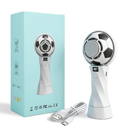 NAACOO World Cup Trophy Portable Handheld Fan,3000mAh USB-C Rechargeable Battery, 14000RPM Turbo Fan,Digital Display,High Speed Cooling Fan,Portable Fan for Soccer Fans,Camping,Outdoor,Travel,Vacation - Thumbnail 2