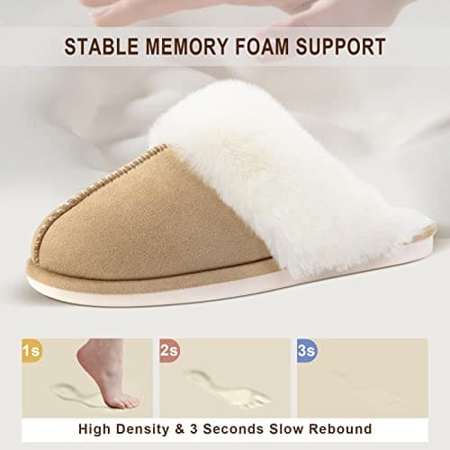 Parlovable Women's Memory Foam Slippers - Cloud-Like Comfort for Hard Floors, Ultra-Soft Machine Washable Indoor Outdoor House Shoes with Non-Slip Sole, Beige 5-6 - Thumbnail 5