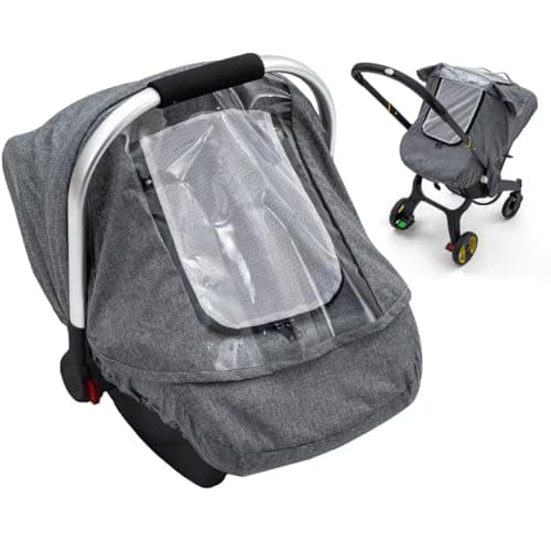 Baby Car Seat Rain Cover, Waterproof Carseat Cover with Transparent Window, Breathable Infant Car Seat Weather Shield for Girls Boys, Anti-Collapse Canopy Covers for Doona