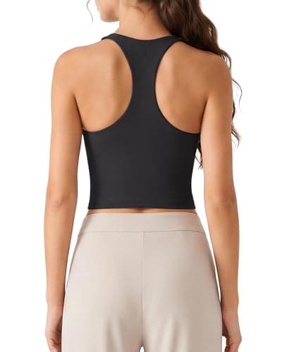 G4Free Yoga Tank Tops for Women Removable Padded Tanks with Built in Bras Racer Back V Neck Workout Athletic Gym Top (Black,XS) - Image 1