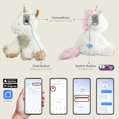 KOWSI® AI Interactive Talking Unicorn Plush – 1.4LB Microwavable Heatable Stuffed Animal with Tourmaline Lavender Heat Pad - 12" Educational STEM Toy to Learning Language Voice-Activated - Thumbnail 4